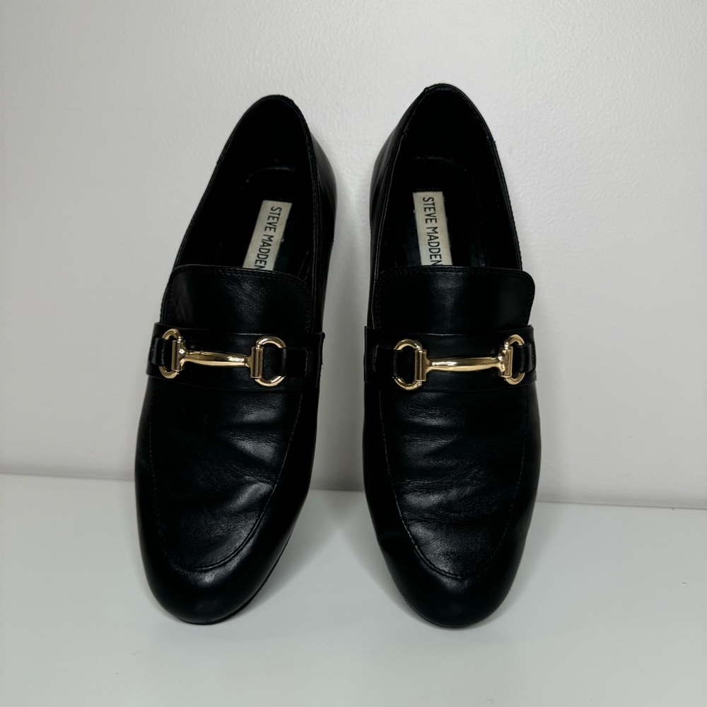 Steve Madden Black Leather Loafers